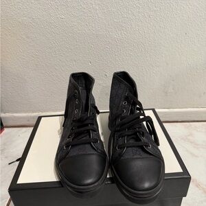 Gucci Women's Black GG Canvas High Lace up Sneakers with Box